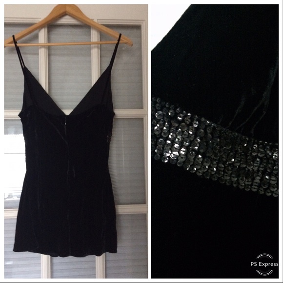 Express Black Velvet Sequin Top 🌻 Sz. L - Picture 2 of 2